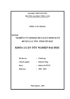 Luận Văn Thạc Sĩ: Nghiên Cứu Sinh Kế Hộ Tại Xã Minh