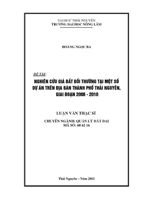 Nghiên cứu giá đất bồi thường tại các dự án ở Thái
