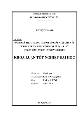 Giải pháp phát triển kinh tế hộ tại xã Quất Lưu, huyện