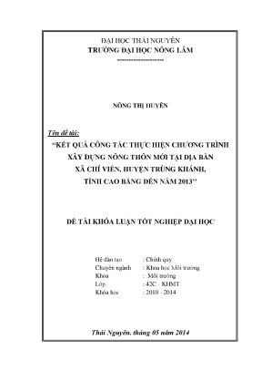 Đánh giá kết quả chương trình nông thôn mới tại xã Chí