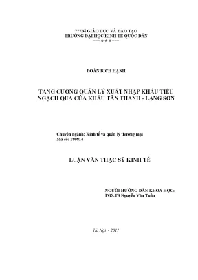 Quản lý xuất nhập khẩu tiểu ngạch tại cửa khẩu Tân 