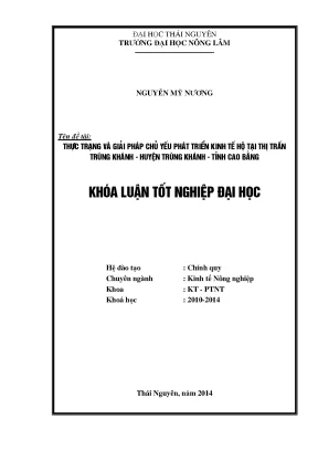 Giải pháp phát triển kinh tế hộ tại thị trấn Trùng