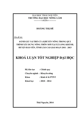 Vai trò của khuyến nông trong xây dựng nông thôn mới tại