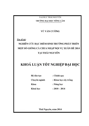 Nghiên cứu sinh trưởng và phát triển giống cà chua nhập
