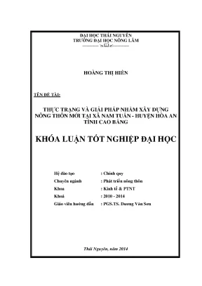 Thực Trạng Và Giải Pháp Xây Dựng Nông Thôn Mới Tại Xã