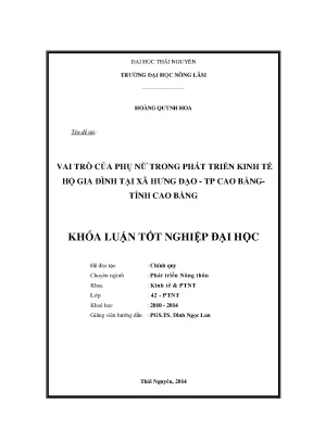 Vai trò của phụ nữ trong phát triển kinh tế hộ gia đình