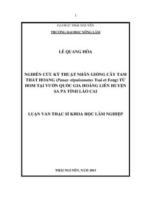 Kỹ thuật nhân giống cây Tam Thất Hoàng từ hom tại Vườn 