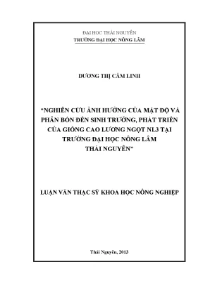 Nghiên cứu ảnh hưởng của mật độ và phân bón đến sinh