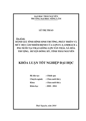 Đánh Giá Sinh Trưởng Và Bệnh Tật Của Lợn Lai F1 Landrace