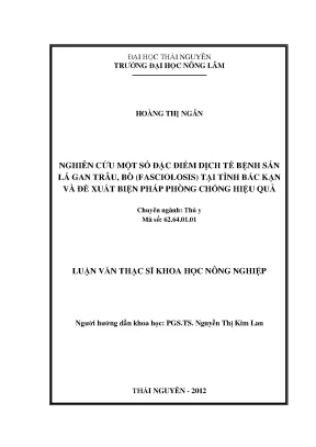 Nghiên cứu đặc điểm dịch tễ bệnh sán lá gan trâu bò tại