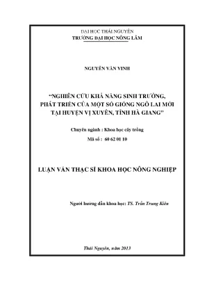 Nghiên cứu khả năng sinh trưởng của giống ngô lai mới