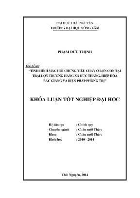 Phòng và trị hội chứng tiêu chảy ở lợn con tại trại lợn