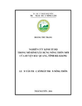 Nghiên cứu kinh tế hộ trong xây dựng nông thôn mới tại