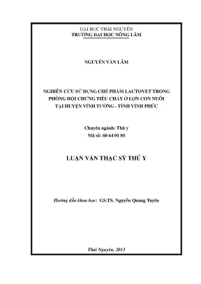 Nghiên cứu hiệu quả của chế phẩm Lactovet trong phòng