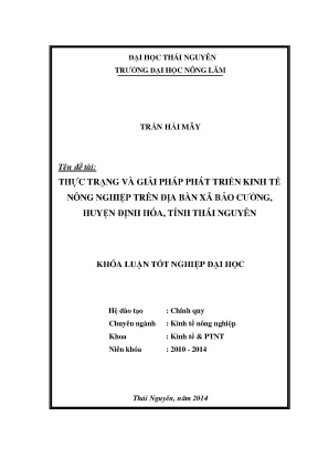 Thực Trạng Và Giải Pháp Phát Triển Kinh Tế Nông Nghiệp
