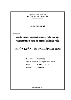 Nghiên Cứu Quy Trình Trích Ly Phlorotannin Từ Rong Mơ