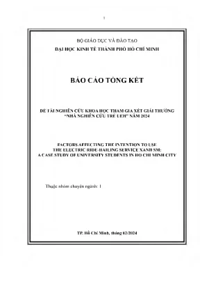 Nghiên Cứu Các Yếu Tố Ảnh Hưởng Đến Ý Định Sử Dụng Dịch 