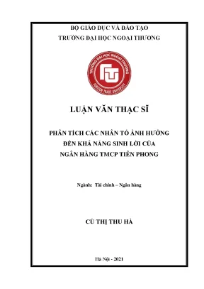 Phân tích Khả năng Sinh lời của Ngân hàng TMCP Tiên