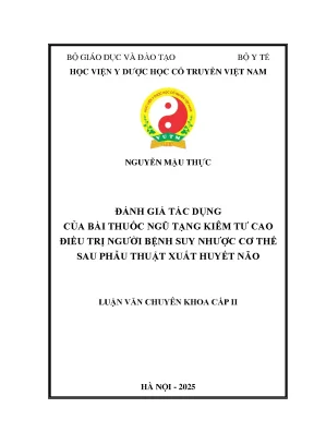 Đánh Giá Hiệu Quả Bài Thuốc Ngũ Tạng Kiêm Tƣ Cao Phục