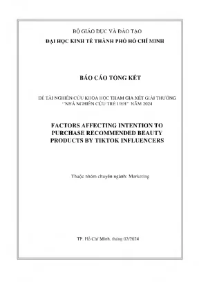Nghiên cứu về các yếu tố ảnh hưởng đến ý định mua sản