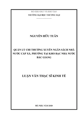 Quản Lý Chi Ngân Sách Nhà Nước Cấp Xã, Phường Tại Bắc