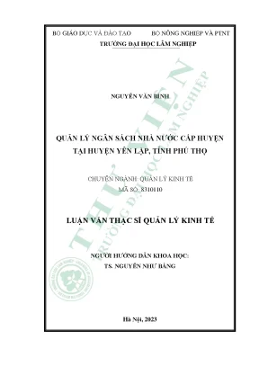 Quản Lý Ngân Sách Nhà Nước Cấp Huyện Tại Yên Lập, Phú Thọ