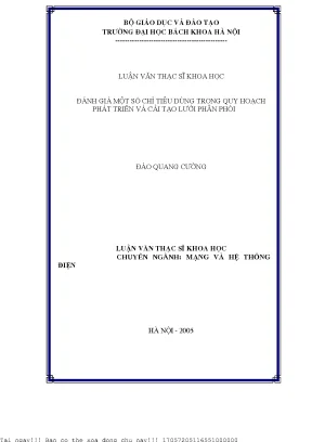 Đánh Giá Chỉ Tiêu Quy Hoạch Phát Triển Lưới Phân Phối Điện