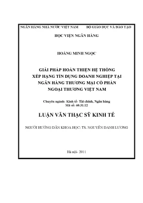 Giải Pháp Hoàn Thiện Hệ Thống Xếp Hạng Tín Dụng Doanh