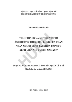 Nghiên Cứu Sự Hài Lòng Của Thân Nhân Người Bệnh Tại Khoa 