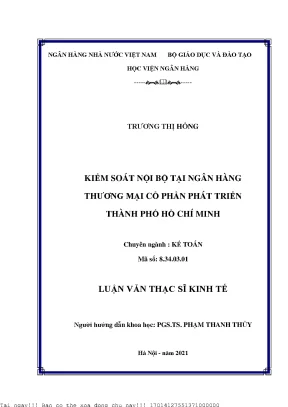 Kiểm Soát Nội Bộ Tại Ngân Hàng Thương Mại Cổ Phần Phát
