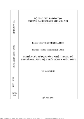 Nghiên cứu ứng dụng ống nhiệt chân không trong bộ thu 