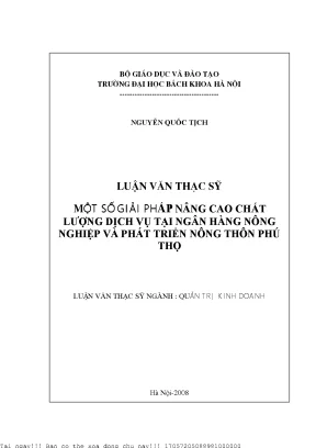 Giải Pháp Nâng Cao Chất Lượng Dịch Vụ Tại Ngân Hàng Nông