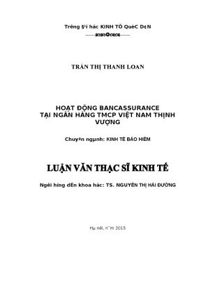 Phát Triển Hoạt Động Bancassurance Tại Ngân Hàng TMCP 