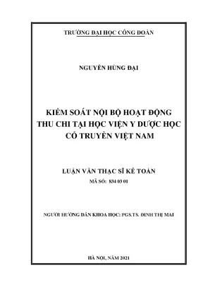 Kiểm Soát Nội Bộ Hoạt Động Thu Chi Tại Học Viện Y Dược