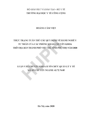Thực Trạng Tuân Thủ Quy Định Hành Nghề Y Tư Nhân Tại 