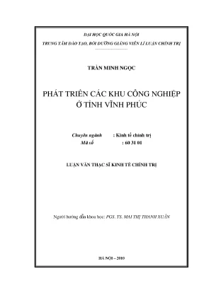 Phát Triển Khu Công Nghiệp Tỉnh Vĩnh Phúc: Thực Trạng và