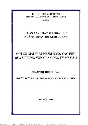 Giải pháp nâng cao hiệu quả sử dụng vốn tại công ty may 3-2