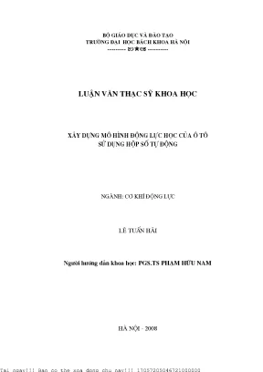 Nghiên cứu động lực học hệ thống truyền lực xe ô tô