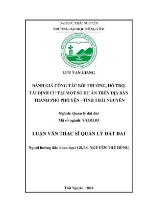 Đánh Giá Công Tác Bồi Thường và Tái Định Cư Tại Phổ Yên,