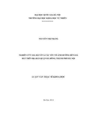 Nghiên Cứu Giá Đất và Các Yếu Tố Ảnh Hưởng Tại Quận Hà
