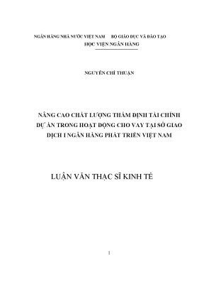Nâng Cao Chất Lượng Thẩm Định Tài Chính Dự Án Tại Ngân