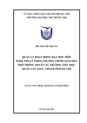 Quản Lý Hoạt Động Dạy Học Nghệ Thuật Tại Trường Tiểu Học 