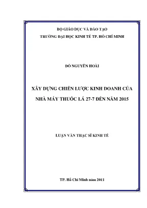 Chiến Lược Kinh Doanh Nhà Máy Thuốc Lá 27-7 Đến Năm 2015