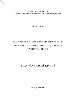 Cải Tiến Kế Toán Thuế GTGT và TNDN Tại Công Ty TNHH MTV