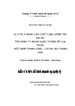 Giải Pháp Nâng Cao Chất Lượng Quản Trị Rủi Ro Tín Dụng