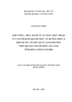Nghiên Cứu Kiến Thức và Thực Hành An Toàn Thực Phẩm của