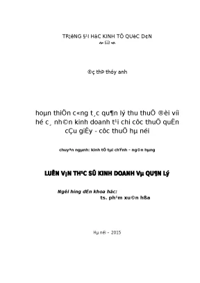 Quản Lý Thu Thuế Đối Với Hộ Cá Nhân Kinh Doanh Tại Chi