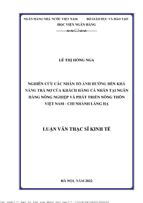 Nghiên Cứu Các Nhân Tố Ảnh Hưởng Đến Khả Năng Trả Nợ Của