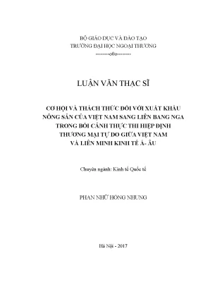 Cơ Hội và Thách Thức Xuất Khẩu Nông Sản Việt Nam Sang