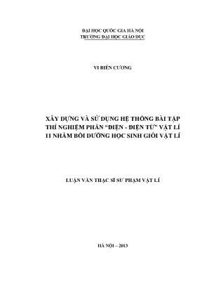 Hệ Thống Bài Tập Thí Nghiệm Vật Lý 11: Bồi Dưỡng Học